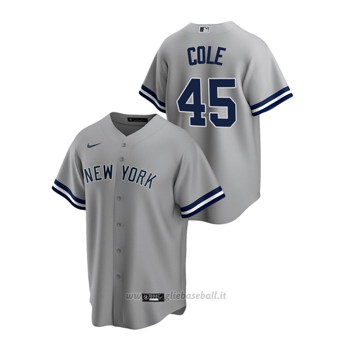 Maglia Baseball Uomo New York Yankees Gerrit Cole Replica Road Grigio